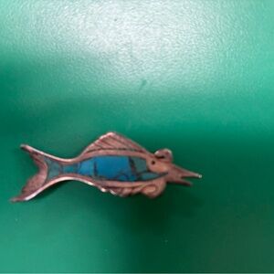 Navajo turquoise silver pin